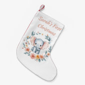 Baby's First Christmas Niedlich Elemphant Floral Kleiner Weihnachtsstrumpf (Vorderansicht (hängend))