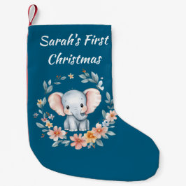 Baby's First Christmas Niedlich Elemphant Floral Kleiner Weihnachtsstrumpf