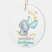 Baby's First Christmas Niedlich Elephant and Stars Keramik Ornament (Links)