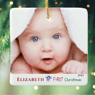 Baby's First Christmas Niedlich Foto Keramikornament