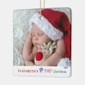 Baby's First Christmas Niedlich Foto Keramikornament (Links)