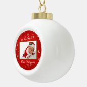 Baby's First Christmas Niedlich Foto Red Heart Keramik Kugel-Ornament (Rechts)
