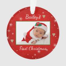 Baby's First Christmas Niedlich Foto Red Heart