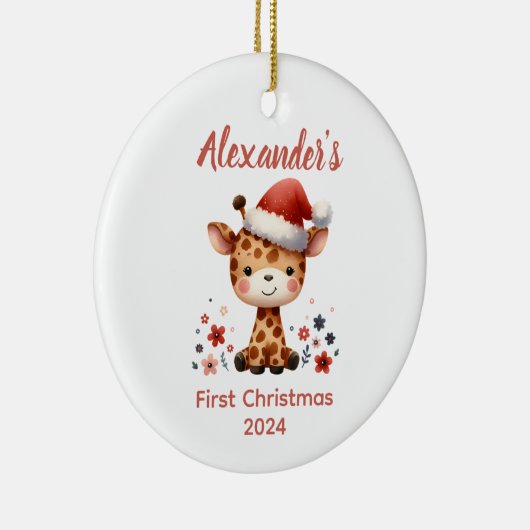 Baby's first Christmas niedlich Giraffe baby Anima Keramik Ornament (Rechts)