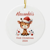 Baby's first Christmas niedlich Giraffe baby Anima Keramik Ornament (Vorne)