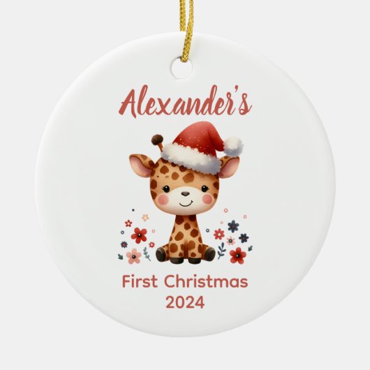 Baby's first Christmas niedlich Giraffe baby Anima Keramik Ornament (Vorne)
