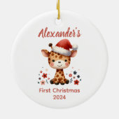 Baby's first Christmas niedlich Giraffe baby Anima Keramik Ornament (Hinten)