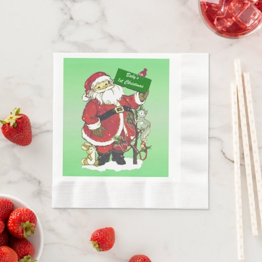 Baby's First Christmas Niedlich Santa Sign Serviette (Beispiel)