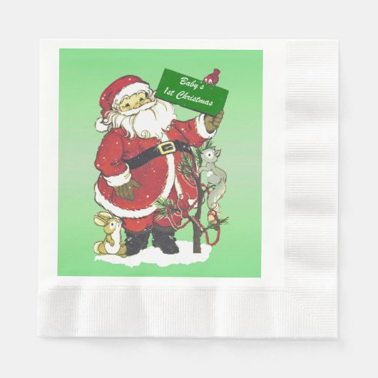 Baby's First Christmas Niedlich Santa Sign Serviette (Vorderseite)