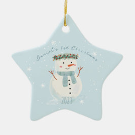 Baby's First Christmas Niedlich Snowman and Snowfl Keramik Ornament