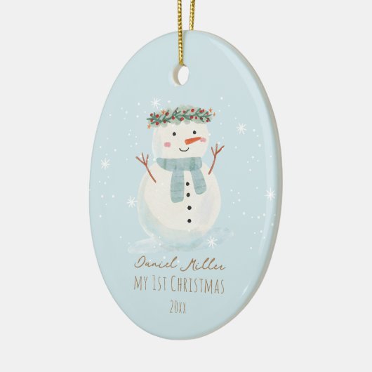 Baby's First Christmas Niedlich Snowman and Snowfl Keramik Ornament (Links)