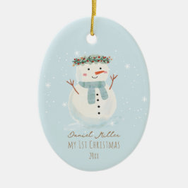Baby's First Christmas Niedlich Snowman and Snowfl Keramik Ornament