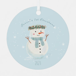 Baby's First Christmas Niedlich Snowman and Snowfl Ornament Aus Metall