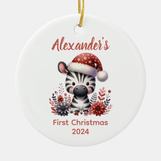 Baby's first Christmas niedlich Zebra baby Animal Keramik Ornament (Vorne)