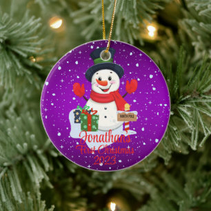 Baby's First Christmas niedlicher Schneemann schwa Keramik Ornament