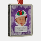 Baby's First Christmas Night Sparkle Lila Silbernes Ornament (Rechts)