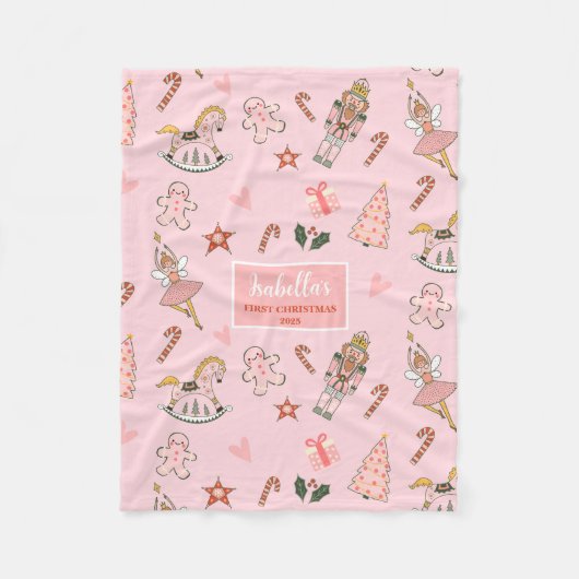 Babys First Christmas Nutcracker Fleecedecke (Vorderseite)