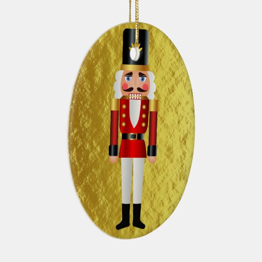 Baby's First Christmas Nutcracker Gold personalize Keramik Ornament (Rechts)