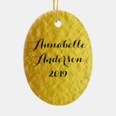 Baby's First Christmas Nutcracker Gold personalize Keramik Ornament (Hinten)