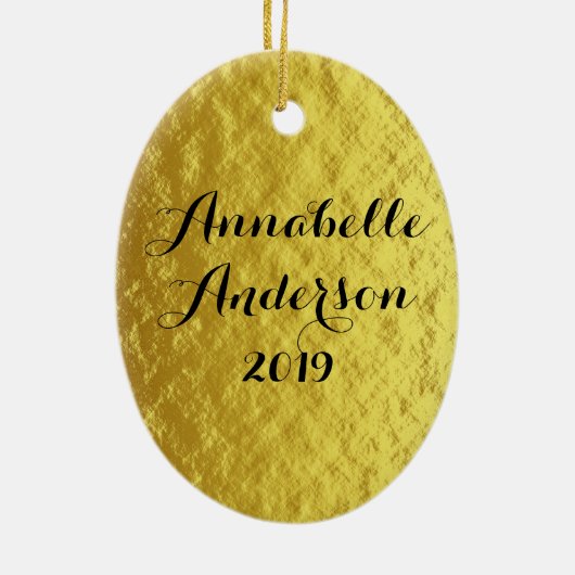 Baby's First Christmas Nutcracker Gold personalize Keramik Ornament (Hinten)