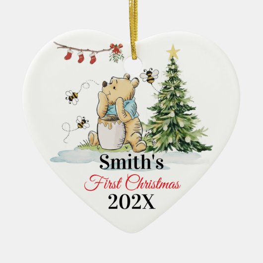 Baby's First Christmas Ornament | Bear & Bees Cust (Vorne)