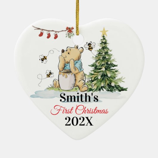 Baby's First Christmas Ornament | Bear & Bees Cust (Hinten)