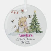 Baby's First Christmas Ornament | Bear & Bees Cust (Vorderseite)