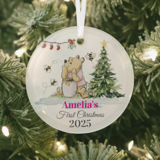 Baby's First Christmas Ornament | Bear & Bees Cust Aus Glas