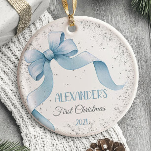 Baby's First Christmas Ornament Bow Boy