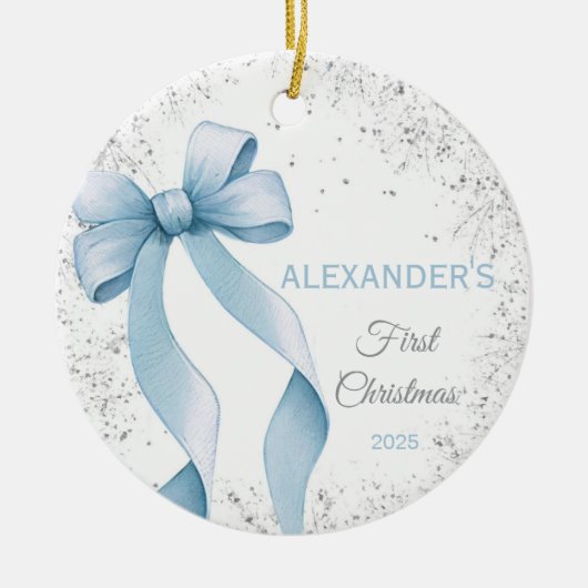 Baby's First Christmas Ornament Bow Boy (Vorne)