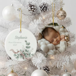 Baby's First Christmas Ornament - Eucalyptus & Bow