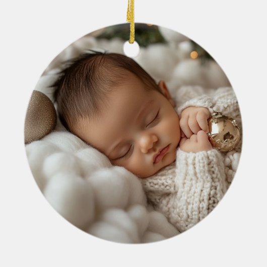 Baby's First Christmas Ornament - Eucalyptus & Bow (Hinten)