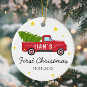Baby's First Christmas Ornament - Red Truck & Tree