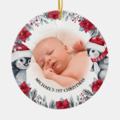 Babys First Christmas Penguin Foto Keramik Ornament (Vorne)