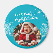 Baby's First Christmas Personalisiert Foto Magnet (Vorne)