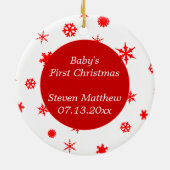 Baby's First Christmas Personalisiert Foto Ornamen Keramik Ornament (Hinten)