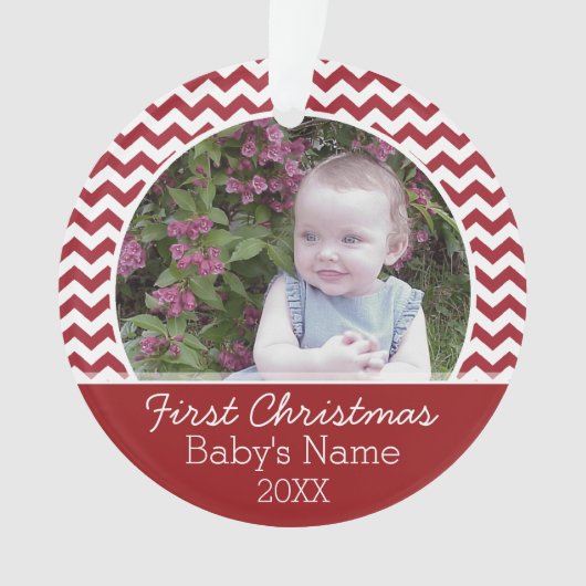 Baby's First Christmas Personalisiert Foto Ornament (Vorderseite)