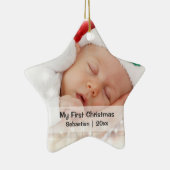 Baby's First Christmas Personalisiert Foto Templat Keramik Ornament (Rechts)