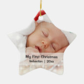 Baby's First Christmas Personalisiert Foto Templat Keramik Ornament (Vorne)
