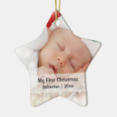 Baby's First Christmas Personalisiert Foto Templat Keramik Ornament (Links)
