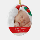 Baby's First Christmas Personalisiert Foto Templat Keramikornament (Rechts)
