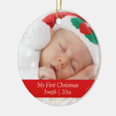 Baby's First Christmas Personalisiert Foto Templat Keramikornament (Links)