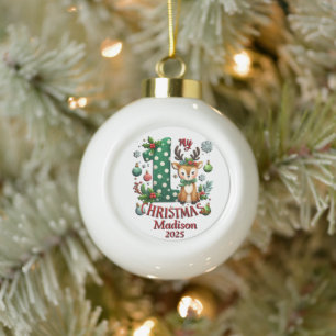 Baby's First Christmas Personalisiert Keramik Kugel-Ornament