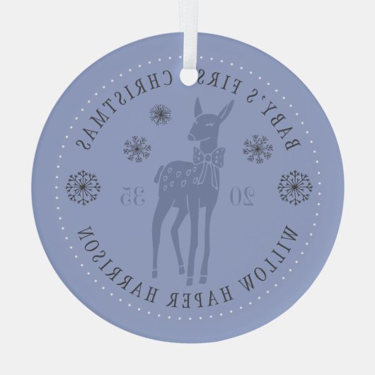 Baby's First Christmas Personalized Keepsake Ornament Aus Glas (Rückseite)