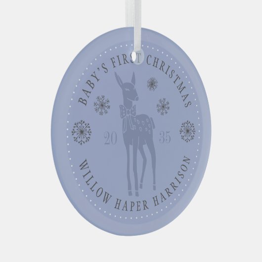 Baby's First Christmas Personalized Keepsake Ornament Aus Glas (Vorderseite Rechts)