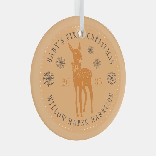 Baby's First Christmas Personalized Keepsake Ornament Aus Glas (Vorderseite Rechts)