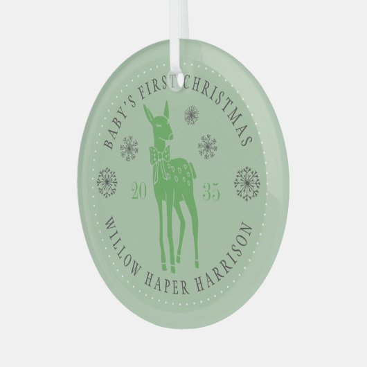 Baby's First Christmas Personalized Keepsake Ornament Aus Glas (Vorderseite links)
