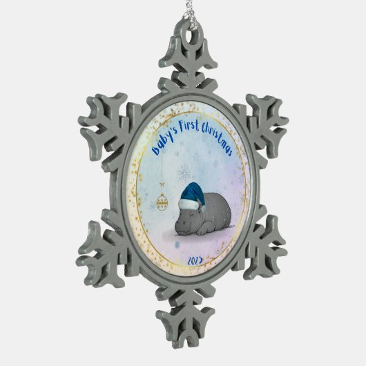 Baby's First Christmas - Pewter Hippo Ornament (Links)