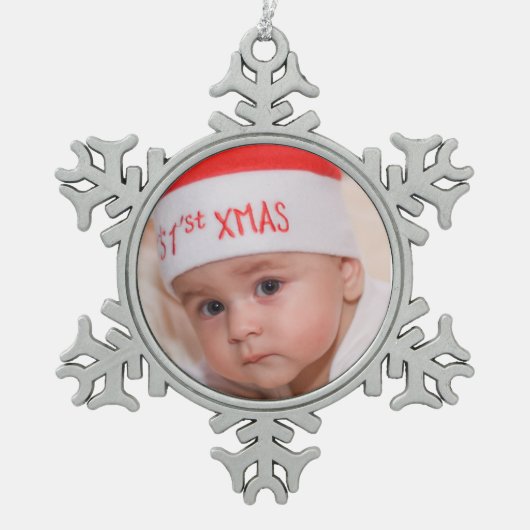 Baby's First Christmas Pewter Snowflake Ornament (Vorderseite)