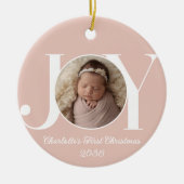 Baby's First Christmas Photo Blush Pink Keramik Ornament (Vorne)